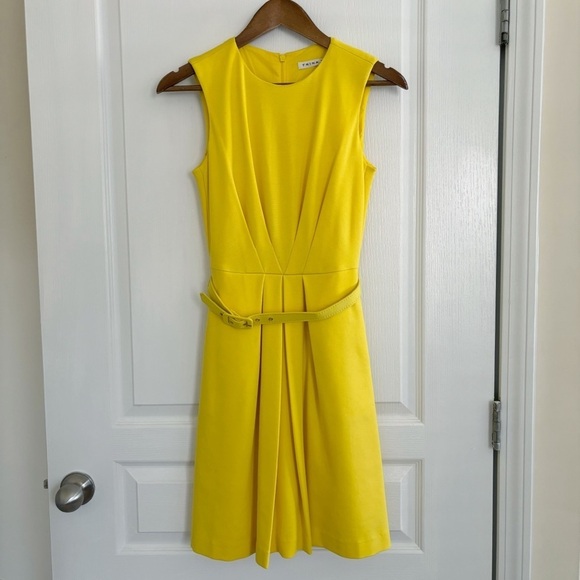 Trina Turk Dress Ponte Knit Belted Yellow - Picture 1 of 7
